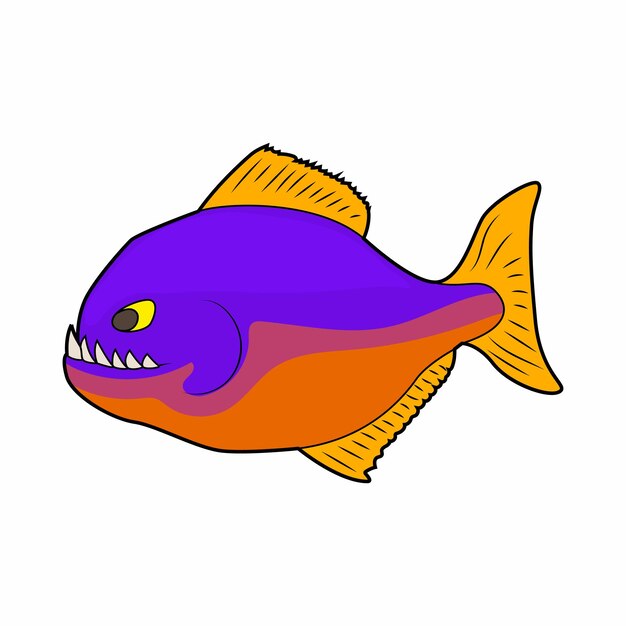 Piranha icon in cartoon style on a white background