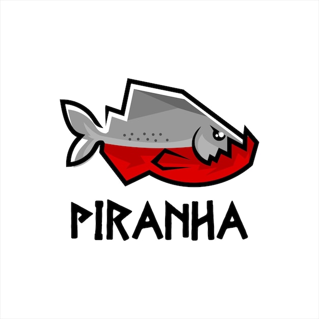 Piranha logo design cartoon fish vector graphic element