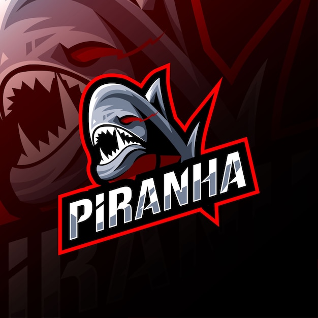 Modello esport piranha mascotte logo