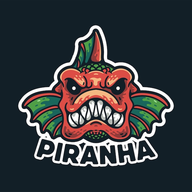 Piranha vis illustratie karakter vintage