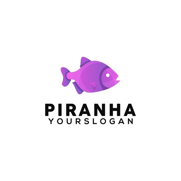 Piranha vis kleurrijke logo ontwerpsjabloon