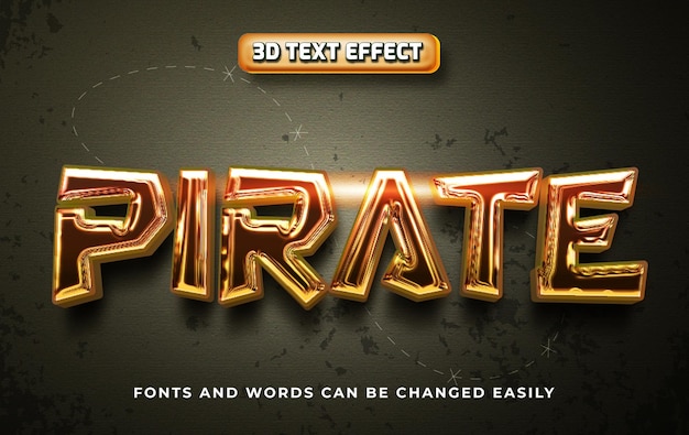 Вектор Пиратский 3d стиль редактируемого текстового эффекта