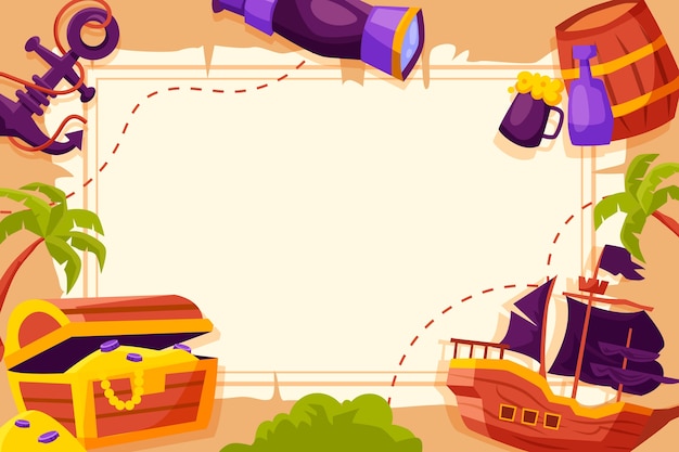 Pirate adventure background in flat design