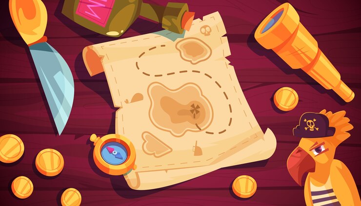 Vector pirate adventure illustration in flat design