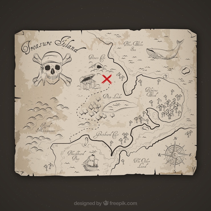 Vector pirate adventure map sketch