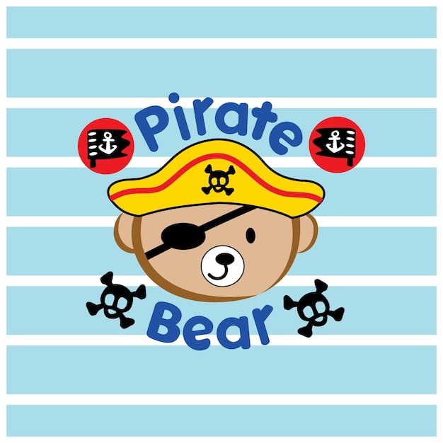 pirate bear cartoon vector illustration