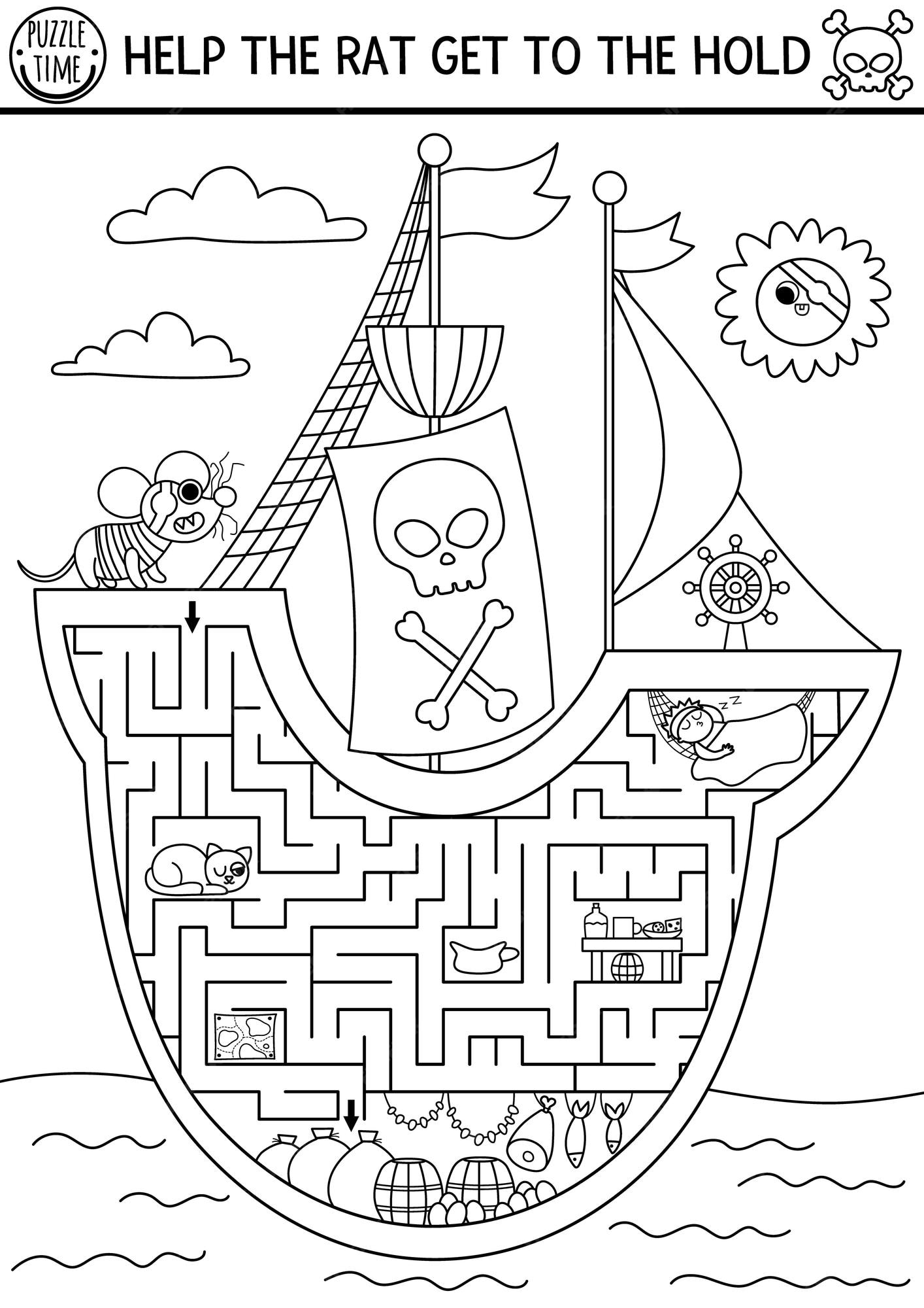 Pirate Birthday Games Activities Puzzles Mazes - FUN!