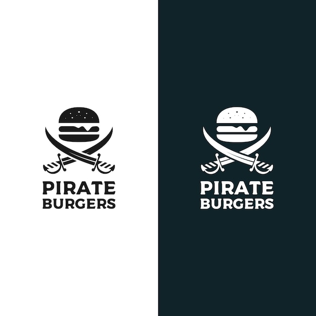 Pirate burgers logo design vector illustration