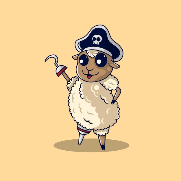 Vector pirate captain sheep