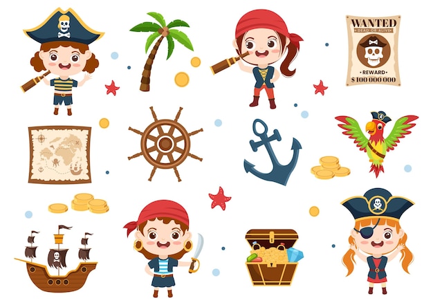 Illustrazione del personaggio dei cartoni animati del pirata