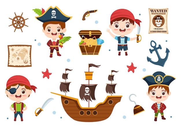 海賊漫画のキャラクターイラスト
