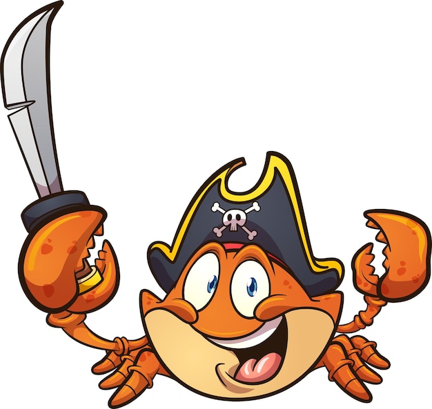 Вектор Персонаж пиратского краба с мечом