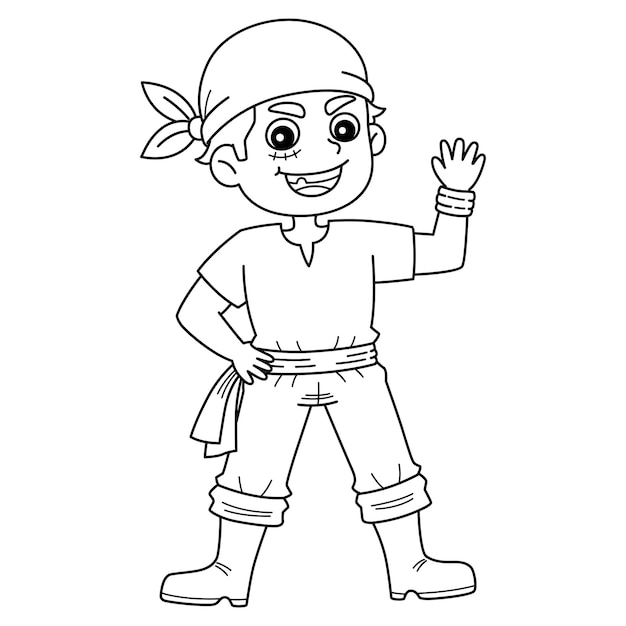 Vector pirate crew isolated coloring page for kids