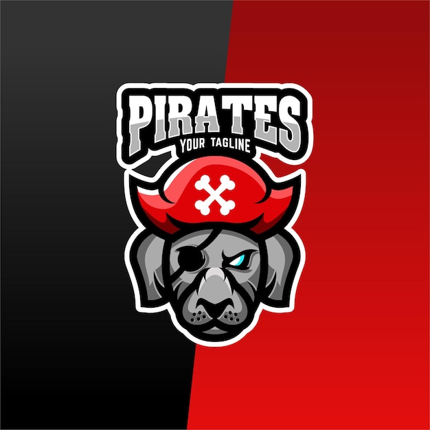 海賊犬eスポーツロゴデザインプレミアムゲームベクトル