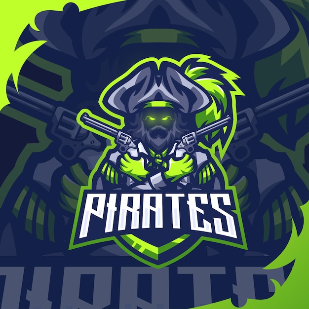 Pirate esports gaming logo premium vector