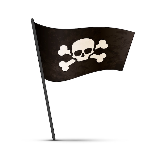 Pirate flag on a pole with shadow