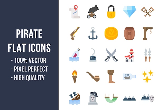 Pirate Flat Multicolor Icons