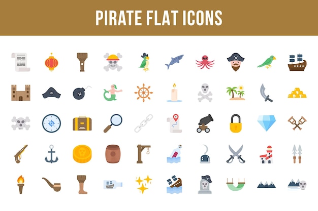 Pirate Flat Multicolor Icons