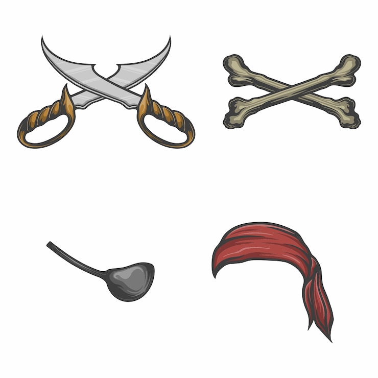 Vector pirate gear element vector illustration