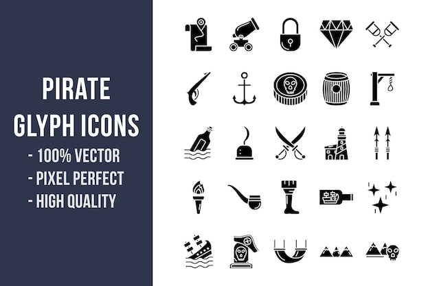 Pirate glyph icons