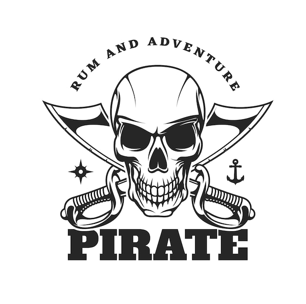 Pirate icon with scary scull and crossed sabres