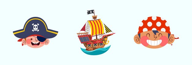 Vector pirate kid icons concept