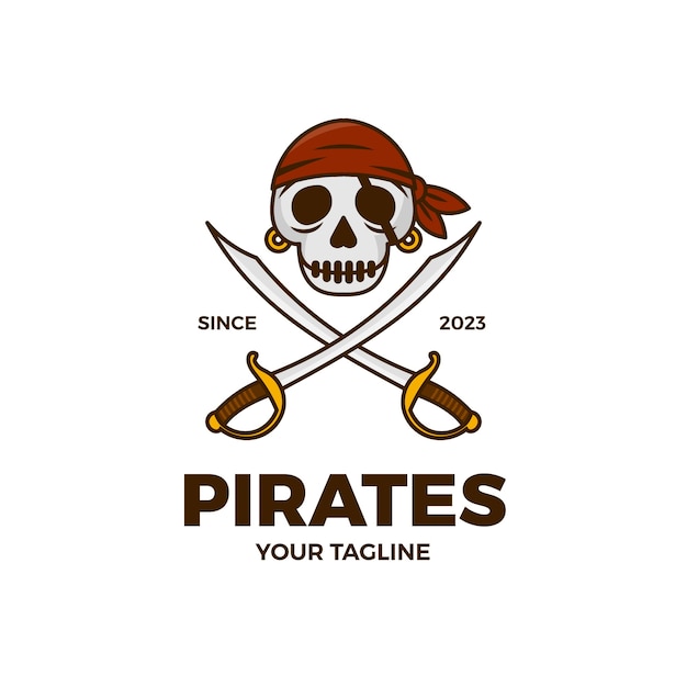 Vettore disegno del modello di logo pirata