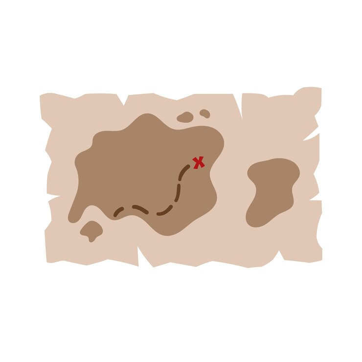 Vector pirate map of island with treasure mark vector simple design for children background