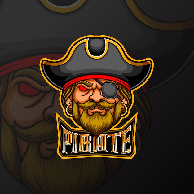 Vettore mascotte pirata e logo design sportivo
