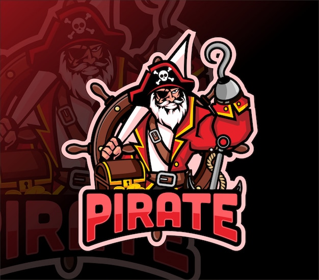 Mascotte pirata esport logo design