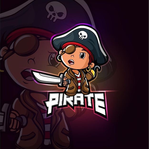 Il design del logo esport della mascotte dei pirati