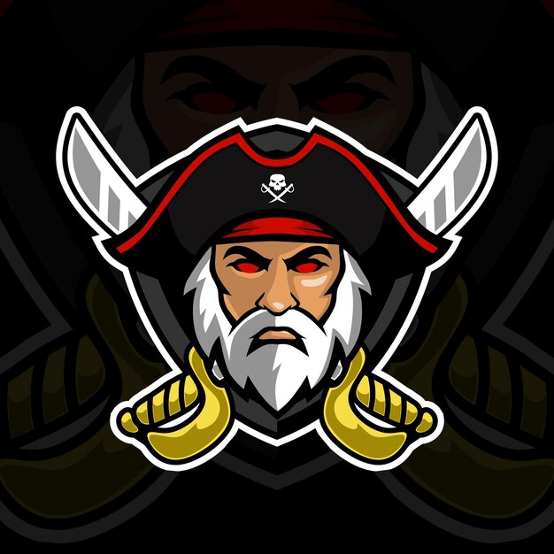 Pirate mascot gaming logo design