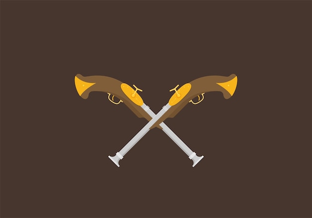 Pirate pistols flat vector isolated on background