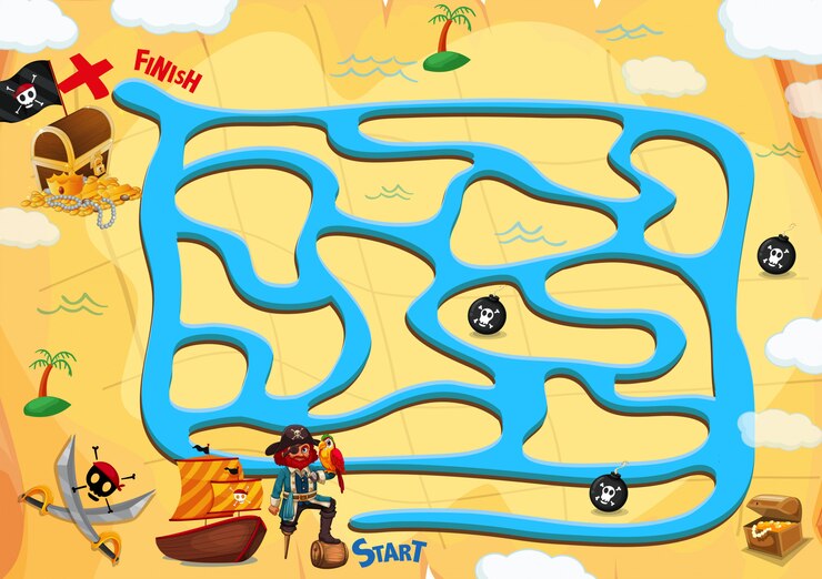 Vector a pirate searching for gold game