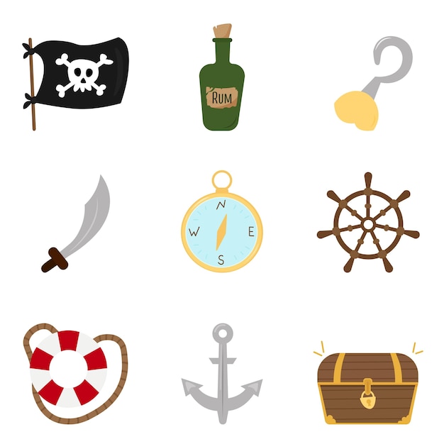 Pirate set in cartoon style