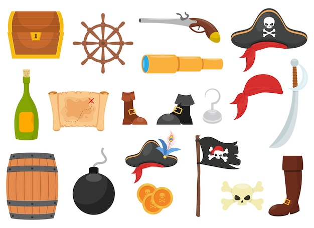 Pirate set illustration isolated on white