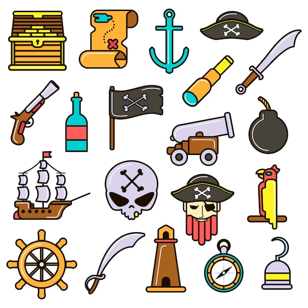 Vector pirate set.