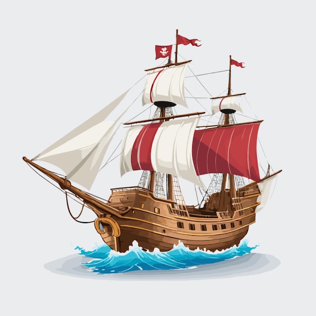 Vector pirate ship anchored vector