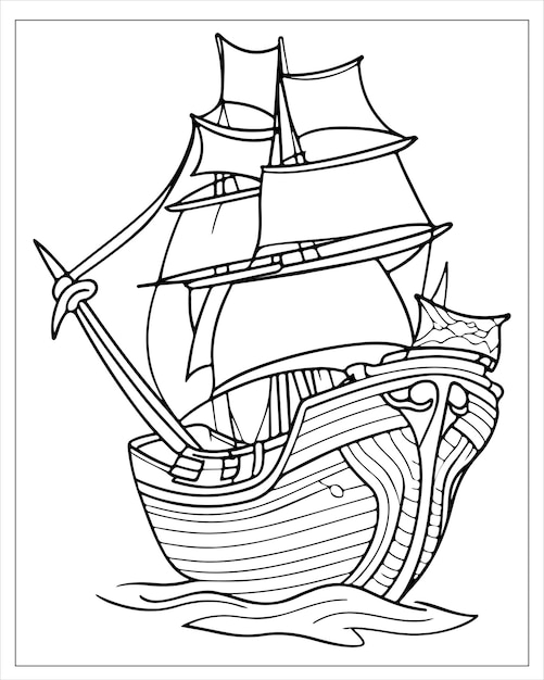 Vector pirate ship coloring pages