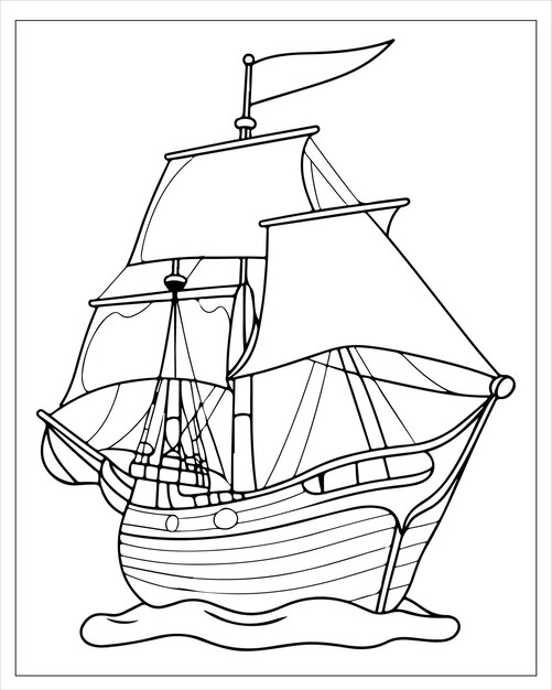ベクトル 海賊船のカラーページ