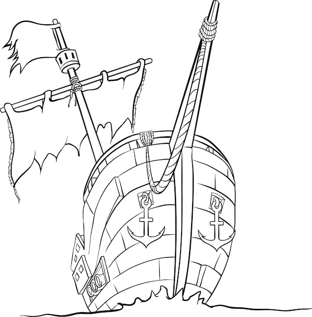 pirate ship colouring page