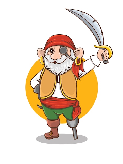 Pirate ship crew cartoon character