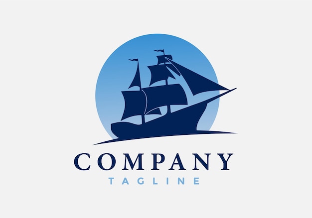 Логотип пиратского корабля на фоне голубой луны.