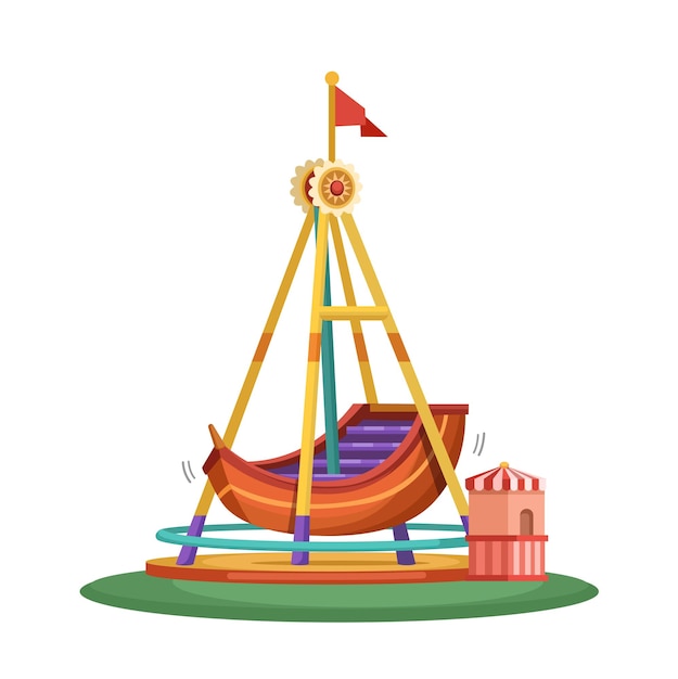 Vettore pirate ship ride theme park illustrazione di cartoni animati vector