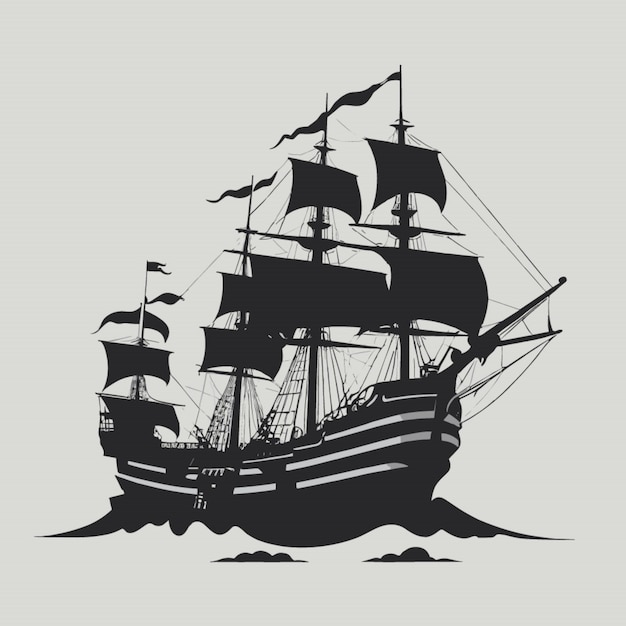 Vector pirate ship vector background