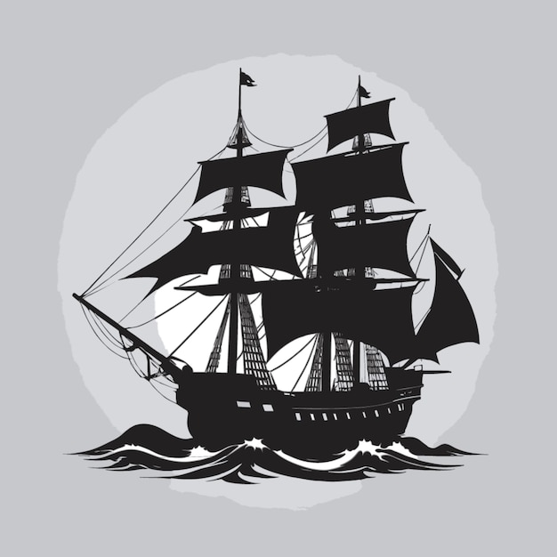 Vector pirate ship vector background