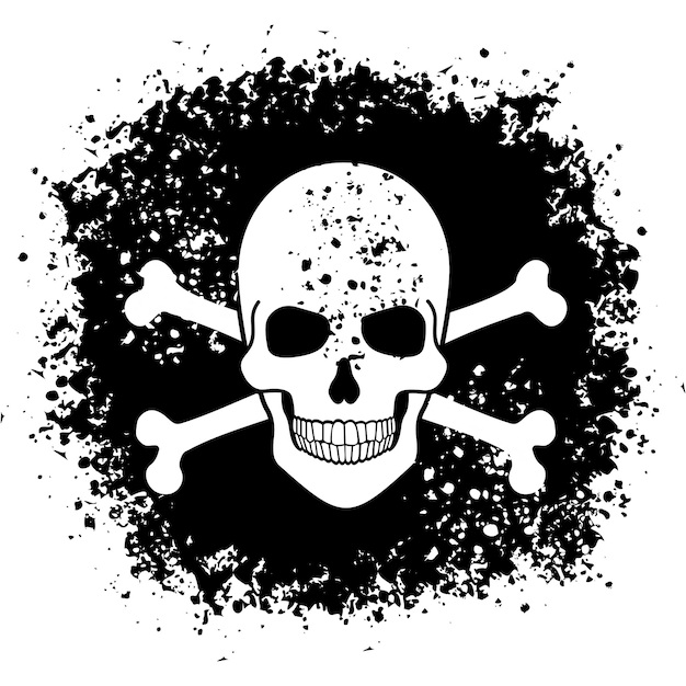 Vector pirate sign with skull and bones grunge vintage design t shirts