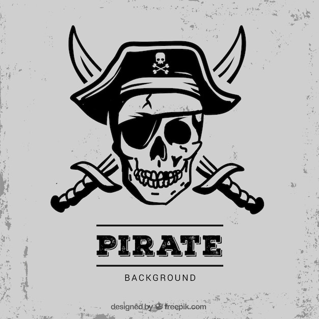 Vector pirate skull background with swords