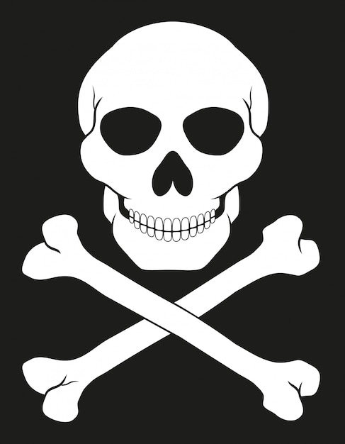 Illustrazione di vettore di teschio e ossa incrociate del pirata