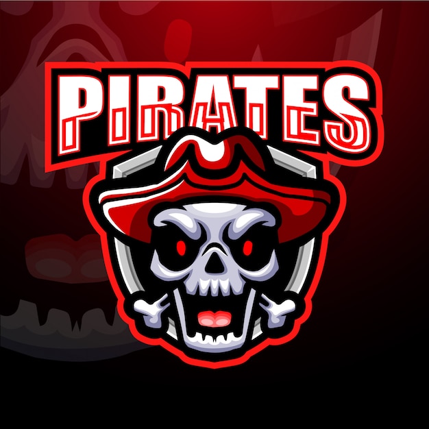 Pirate skull esport mascot illustration